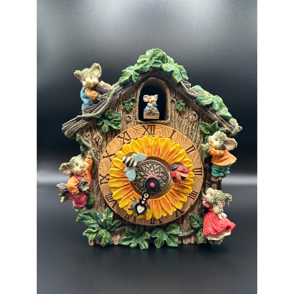 Vintage San Francisco Music Box Cuckoo Clock Animated Mice Hickory Dickory Dock